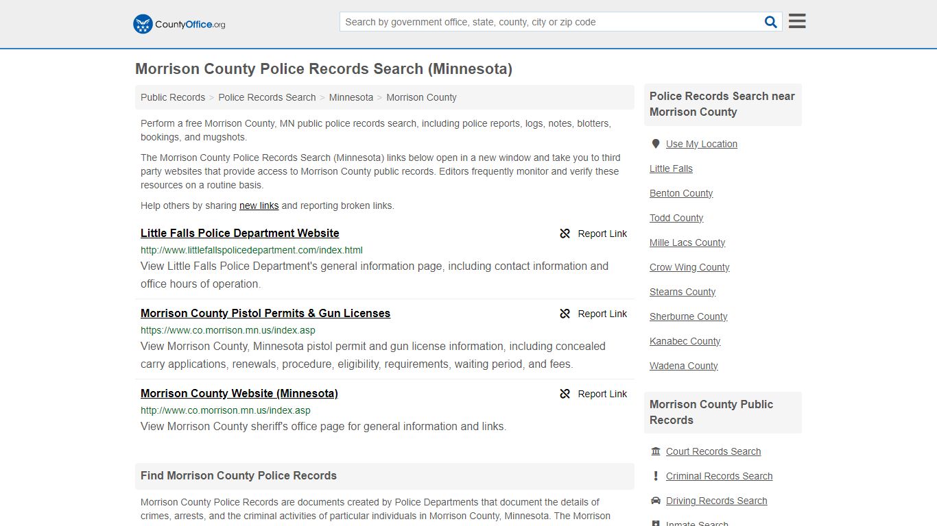 Police Records Search - Morrison County, MN (Accidents & Arrest Records)