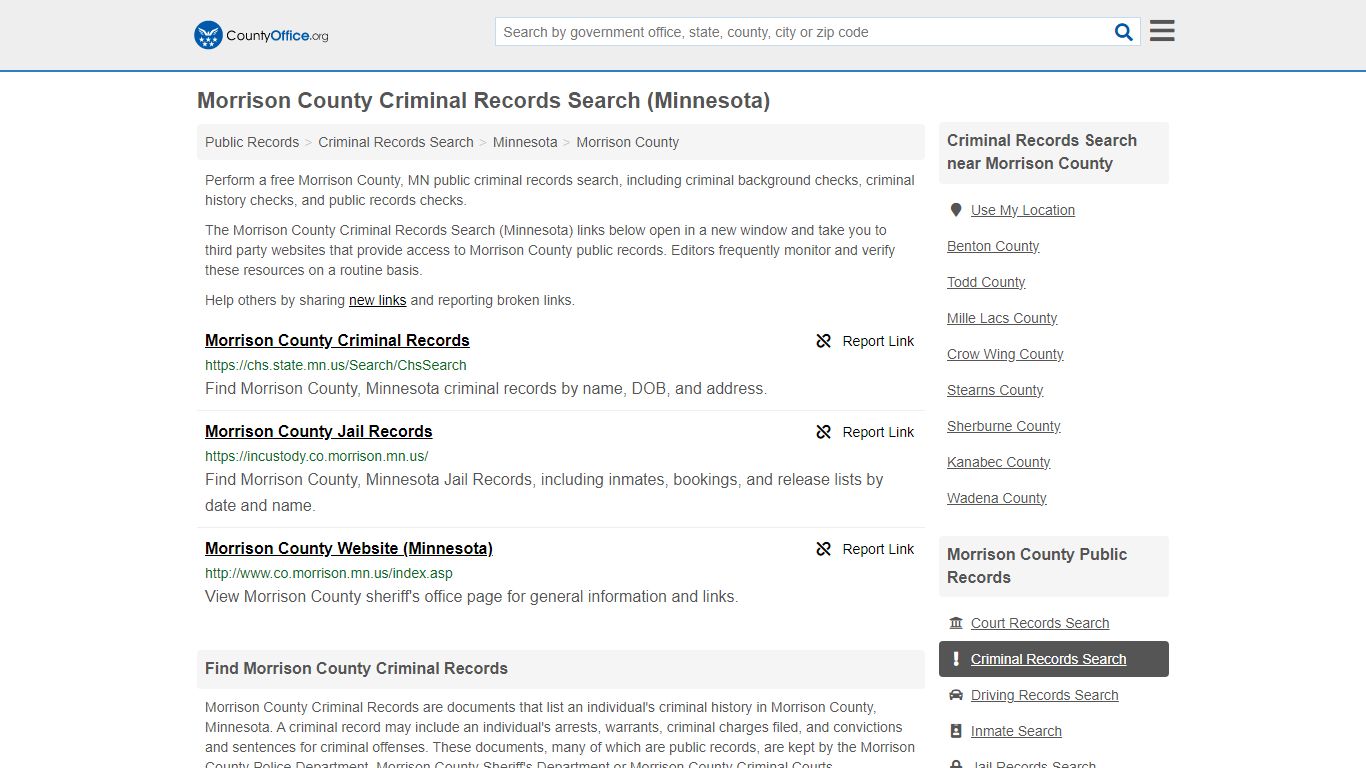Morrison County Criminal Records Search (Minnesota)